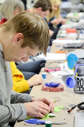 students working on maker education project