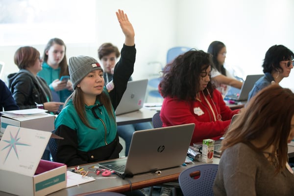 girl raising hand