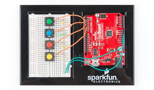 SparkFun Inventor's Kit wiring for digital vote counter