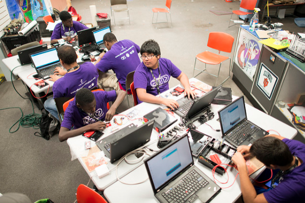 students working on coding project students working on coding project