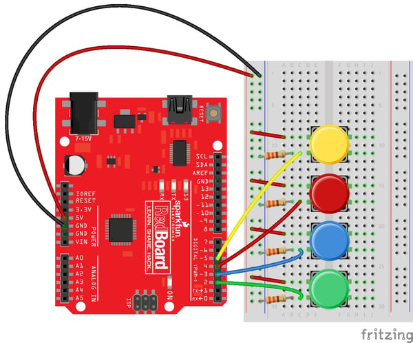 wiring diagram for SparkFun Inventor's Kit vote counter